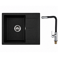 Комплект мивка и смесител 8220 BLACK + 718650 BLACK – Inter Ceramic 11.12.77.0112